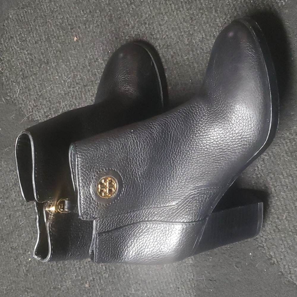 Tory Burch High Heel Boots Size 5M Thick Block Platform Heel Leather